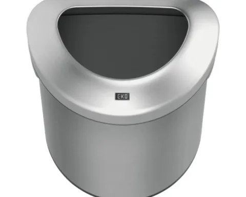 EKO Mülleimer mit offener Einwurföffnung Urban 80 l silber