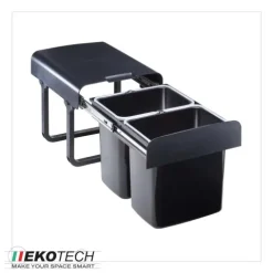 Ekotech Abfallsammler EKKO20 2x16 Liter Einbau Müllsystem Kunststoff schwarz Küche Unterschrank