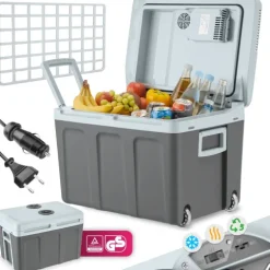 Elektrische Kühl- und Wärmebox tectake Steckdosen- und Autoanschluss 40 l Fassungsvermögen grau