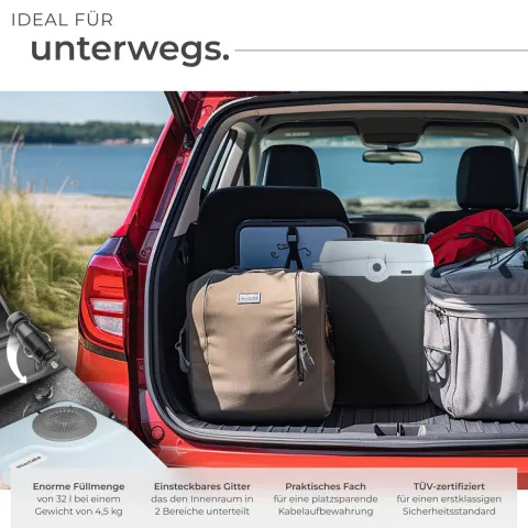 Elektrische Kühl- und Wärmebox tectake Steckdosen- und Autoanschluss 32 l Fassungsvermögen grau