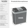 Elektrische Kühl- und Wärmebox tectake Steckdosen- und Autoanschluss 24 l Fassungsvermögen grau