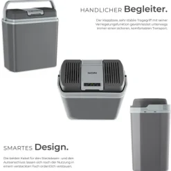 Elektrische Kühl- und Wärmebox tectake Steckdosen- und Autoanschluss 24 l Fassungsvermögen grau