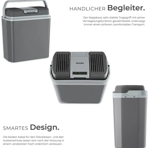 Elektrische Kühl- und Wärmebox tectake Steckdosen- und Autoanschluss 24 l Fassungsvermögen grau