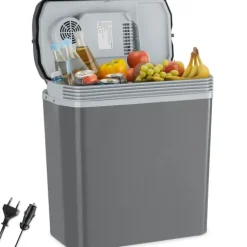 Elektrische Kühl- und Wärmebox tectake Steckdosen- und Autoanschluss 24 l Fassungsvermögen grau