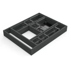 Emuca Ausziehbarer Schubladenorganisator 450x500, Aluminium, Anthrazitgrau