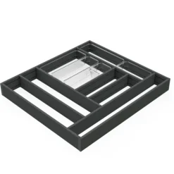 Emuca Ausziehbarer Schubladenorganisator 600x500, Aluminium, Anthrazitgrau