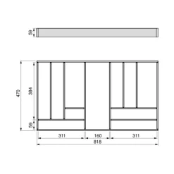 Emuca Ausziehbarer Schubladenorganisator 900x500, Aluminium, Anthrazitgrau