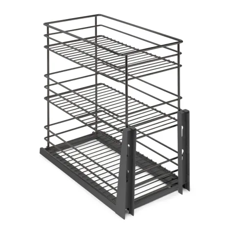 Emuca Auszugswagen Titane mit Unterfederung und sanfter Schließung, Modul 300mm, Stahl, Anthrazitgrau