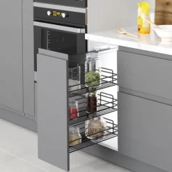 Emuca Auszugswagen TitanteStar mit Schließautomatik, Modul 300mm, Stahl, Anthrazitgrau