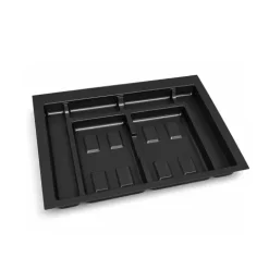 Emuca Basis Recycle für Recyclingbehälter für Küchenschublade, 2 Fächer, Modul 700 mm, Kunststoff, Schwarz