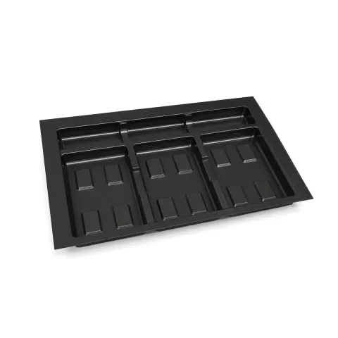 Emuca Basis Recycle für Recyclingbehälter für Küchenschublade, 3 Fächer, Modul 800 mm, Kunststoff, Schwarz