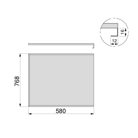 Emuca Bodenschutz für Küchenmöbel, 16mm Plattenstärke, Modul 800mm, 768x580mm, Kunststoff und Aluminium, Aluminium Natur