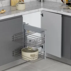 Emuca Ecksystem Suprastar für den Küchenschrank, Stahl, Verchromt