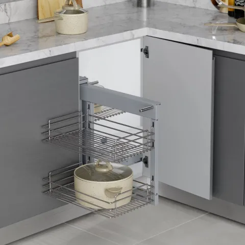 Emuca Ecksystem Suprastar für den Küchenschrank, Stahl, Verchromt