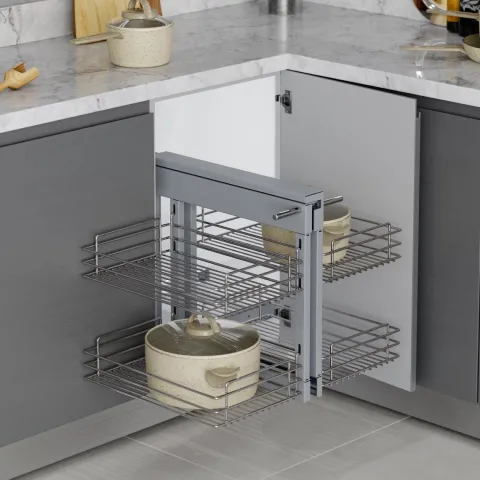 Emuca Ecksystem Suprastar für den Küchenschrank, Stahl, Verchromt