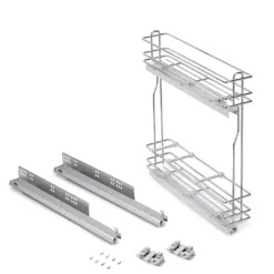 Emuca Flaschenhalter SupraMax, seitlich, ausziehbar, mit Schließautomatik, Modul 150mm, Stahl, Verchromt