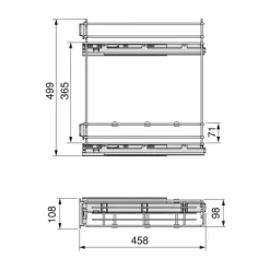 Emuca Flaschenhalter SupraMax, seitlich, ausziehbar, mit Schließautomatik, Modul 150mm, Stahl, Verchromt