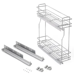 Emuca Flaschenhalter SupraMax, seitlich, ausziehbar, mit Schließautomatik, Modul 200mm, Stahl, Verchromt