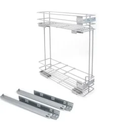 Emuca Flaschenhalter Supra, seitlich, mit Schließautomatik, Modul 150mm, Stahl, grau lackiert