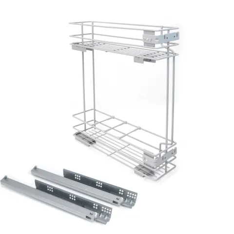 Emuca Flaschenhalter Supra, seitlich, mit Schließautomatik, Modul 150mm, Stahl, grau lackiert