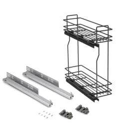 Emuca Flaschenhalter TitaneMax, seitlich, ausziehbar, mit Schließautomatik, Modul 200mm, Stahl, Anthrazitgrau