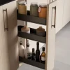 Emuca Flaschenregal seitlich ausziehbar Harmony mit Soft-Close, Modul Breite 200mm Höhe 800mm, Stahl und Holz, Anthrazitgrau