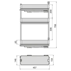 Emuca Flaschenregal seitlich ausziehbar Harmony mit Soft-Close, Modul Breite 200mm Höhe 800mm, Stahl und Holz, Anthrazitgrau