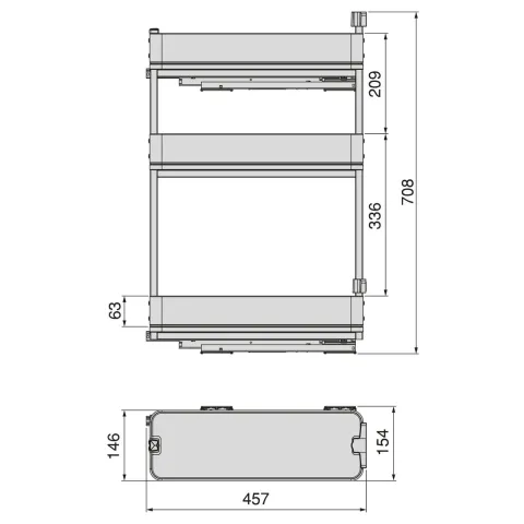 Emuca Flaschenregal seitlich ausziehbar Harmony mit Soft-Close, Modul Breite 200mm Höhe 800mm, Stahl und Holz, Anthrazitgrau