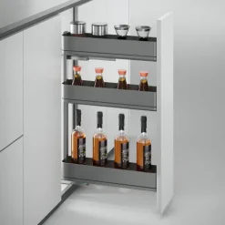 Emuca Flaschenregal seitlich ausziehbar Harmony mit Soft-Close, Modul Breite 200mm Höhe 800mm, Stahl und Holz, Anthrazitgrau
