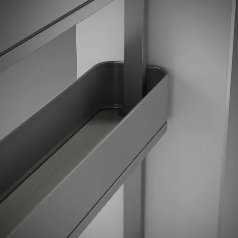 Emuca Flaschenregal seitlich ausziehbar Harmony mit Soft-Close, Modul Breite 150mm Höhe 700mm, Stahl und Holz, Anthrazitgrau