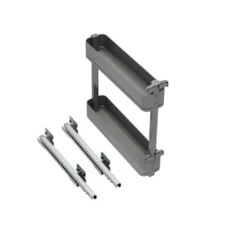 Emuca Flaschenregal seitlich ausziehbar Harmony mit Soft-Close, Modul Breite 150mm Höhe 700mm, Stahl und Holz, Anthrazitgrau