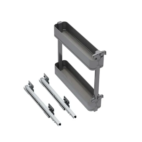 Emuca Flaschenregal seitlich ausziehbar Harmony mit Soft-Close, Modul Breite 150mm Höhe 700mm, Stahl und Holz, Anthrazitgrau