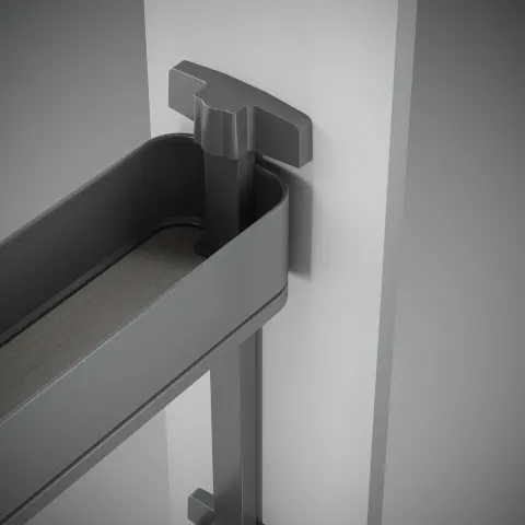 Emuca Flaschenregal seitlich ausziehbar Harmony mit Soft-Close, Modul Breite 150mm Höhe 700mm, Stahl und Holz, Anthrazitgrau