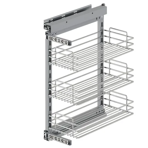 Emuca Flaschenregal Suprastar, ausziehbar, mit Schließautomatik, Modul 300mm, Stahl, Verchromt