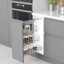 Emuca Flaschenregal Suprastar, ausziehbar, mit Schließautomatik, Modul 300mm, Stahl, Verchromt