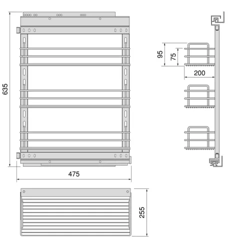 Emuca Flaschenregal Suprastar, ausziehbar, mit Schließautomatik, Modul 300mm, Stahl, Verchromt