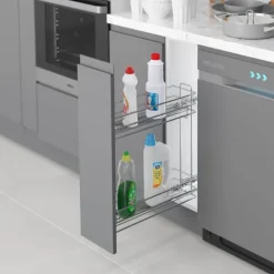 Emuca Flaschenregal Suprastar, ausziehbar, mit Schließautomatik, Modul 200mm, Stahl, Verchromt