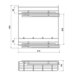 Emuca Flaschenregal Suprastar, ausziehbar, mit Schließautomatik, Modul 200mm, Stahl, Verchromt