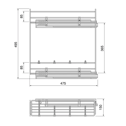 Emuca Flaschenregal Suprastar, ausziehbar, mit Schließautomatik, Modul 200mm, Stahl, Verchromt