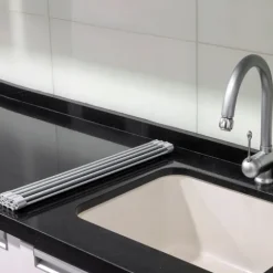 Emuca Geschirrabtropfer aus Silikon, flexibel und rollbar, Stahl und Kunststoff, Grau