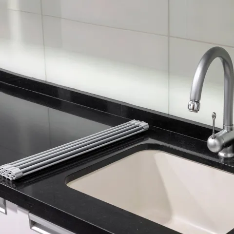 Emuca Geschirrabtropfer aus Silikon, flexibel und rollbar, Stahl und Kunststoff, Grau
