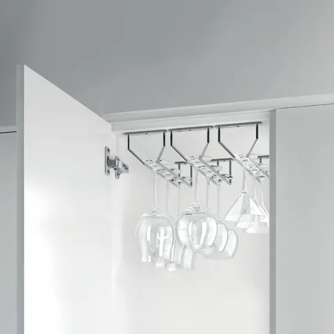 Emuca Glashalter Supra, 1-zeilig Länge 340mm, Stahl, Verchromt