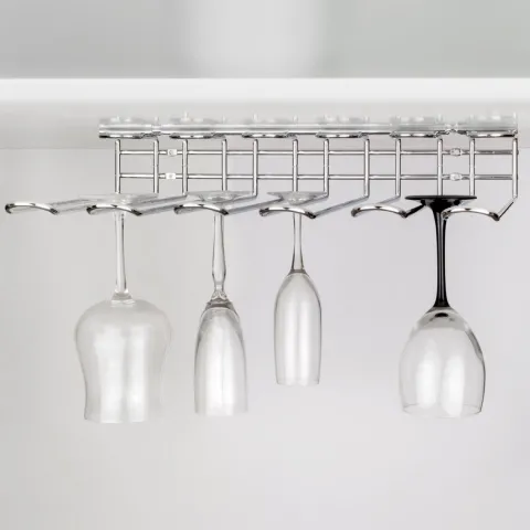 Emuca Glashalter Supra, 5-zeilig, Länge 320mm, Stahl, Verchromt
