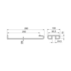 Emuca Glashalter, 1-zeilig, Länge 280mm, Stahl, Verchromt