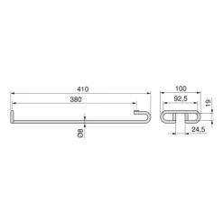 Emuca Glashalter, 1-zeilig, Länge 410mm, Stahl, Verchromt
