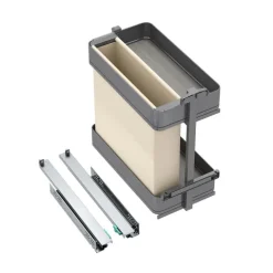 Emuca Harmony-Ausziehregal mit Körben und Brotkasten mit Soft-Close, Modul Breite 300mm Höhe 700mm, Stahl und Holz, Anthrazitgrau