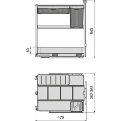 Emuca Harmony-Ausziehregal mit Körben und Zubehör mit Soft-Close, Modul Breite 400mm Höhe 700mm, Stahl und Holz, Anthrazitgrau