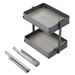 Emuca Harmony-Ausziehwagen mit Soft-Close, Modul Breite 400mm Höhe 700mm, Stahl und Holz, Anthrazitgrau