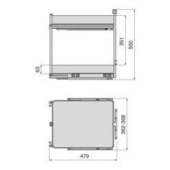 Emuca Harmony-Ausziehwagen mit Soft-Close, Modul Breite 400mm Höhe 700mm, Stahl und Holz, Anthrazitgrau