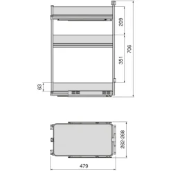 Emuca Harmony-Ausziehwagen mit Soft-Close, Modul Breite 300mm Höhe 800mm, Stahl und Holz, Anthrazitgrau